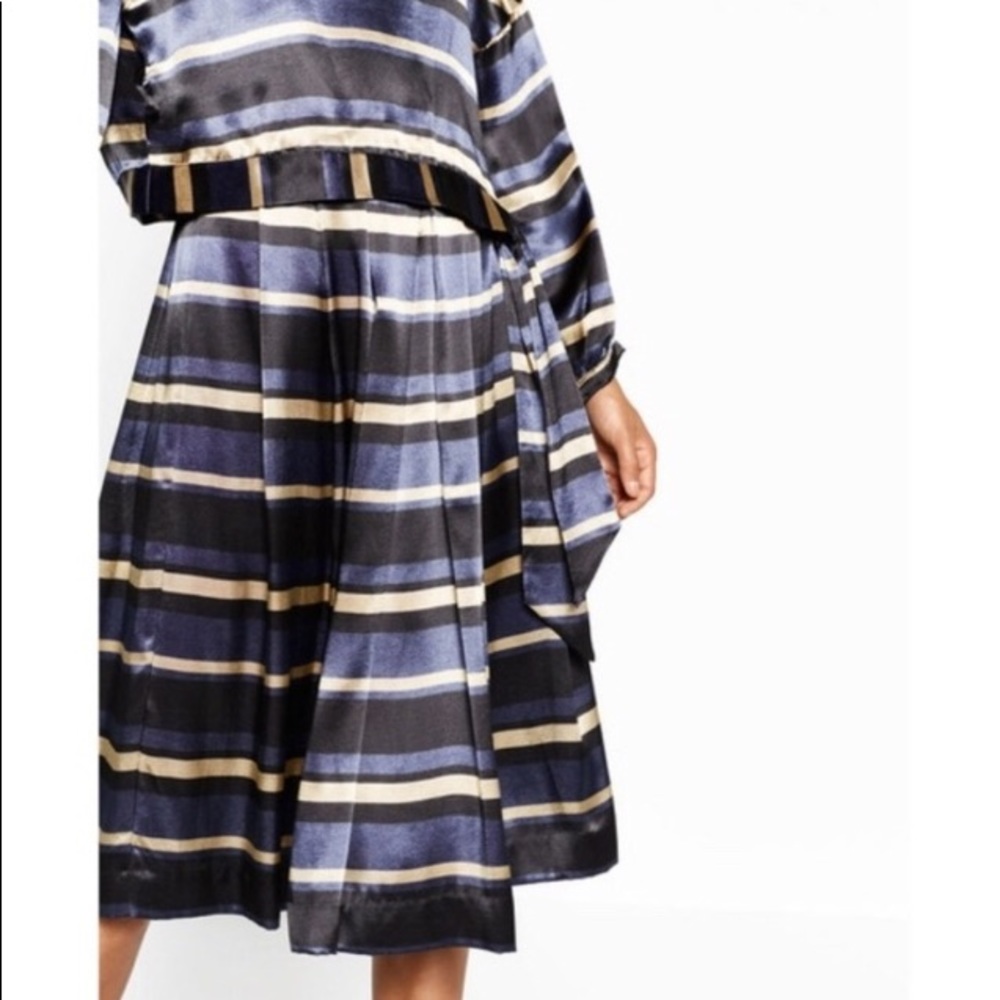 ZARA glossy midi striped skirt
